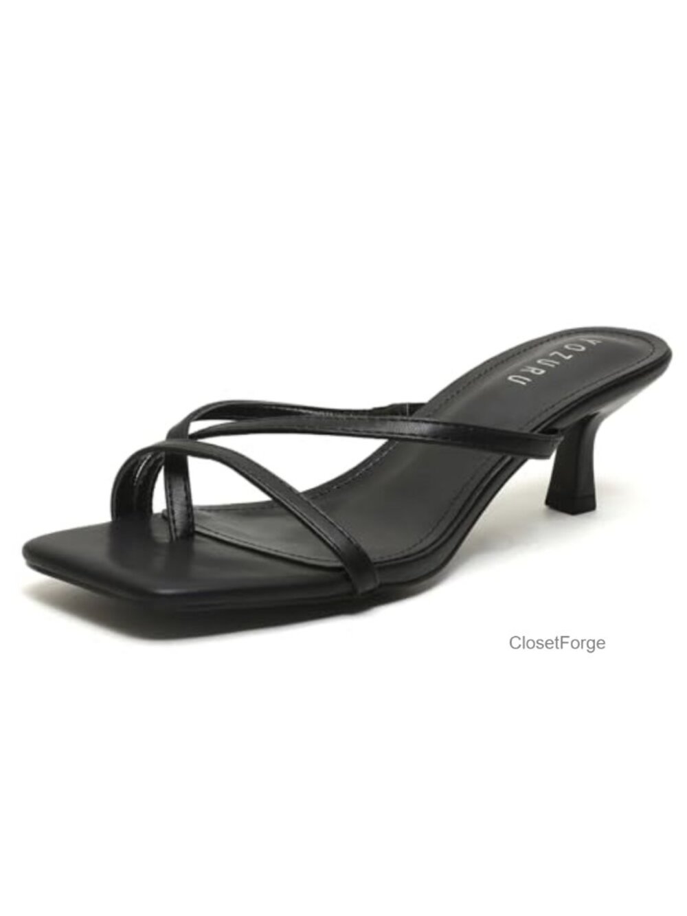 Women's Kitten Heels Square Open Toe Strap Sandals 2.17 Inch Low Heel Casual